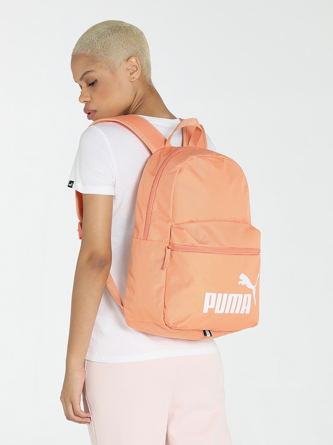 Puma Unisex Orange Brand Logo Printed Backpack