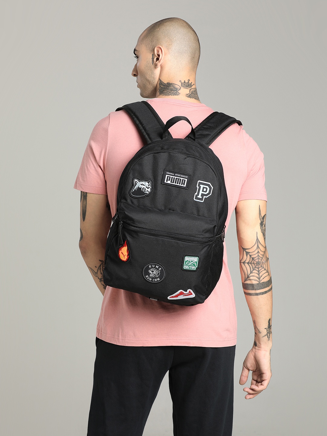 

Puma Unisex Black Solid Patch Backpack with Applique Detail