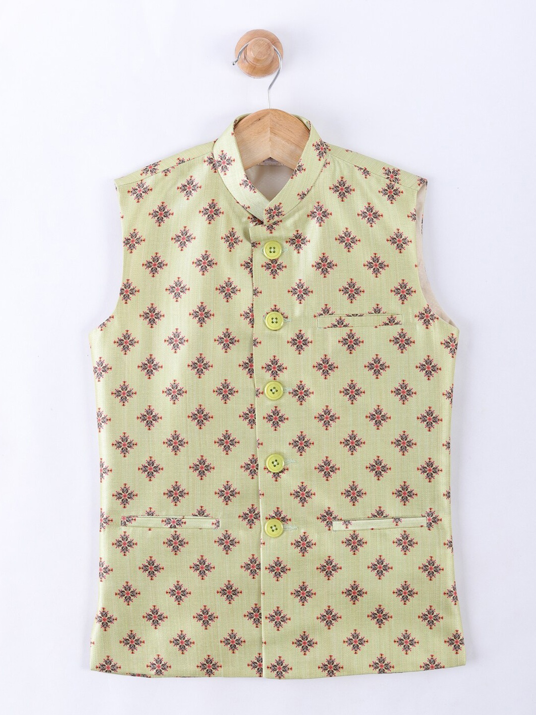 

NAMASKAR Boys Green Nehru Jacket