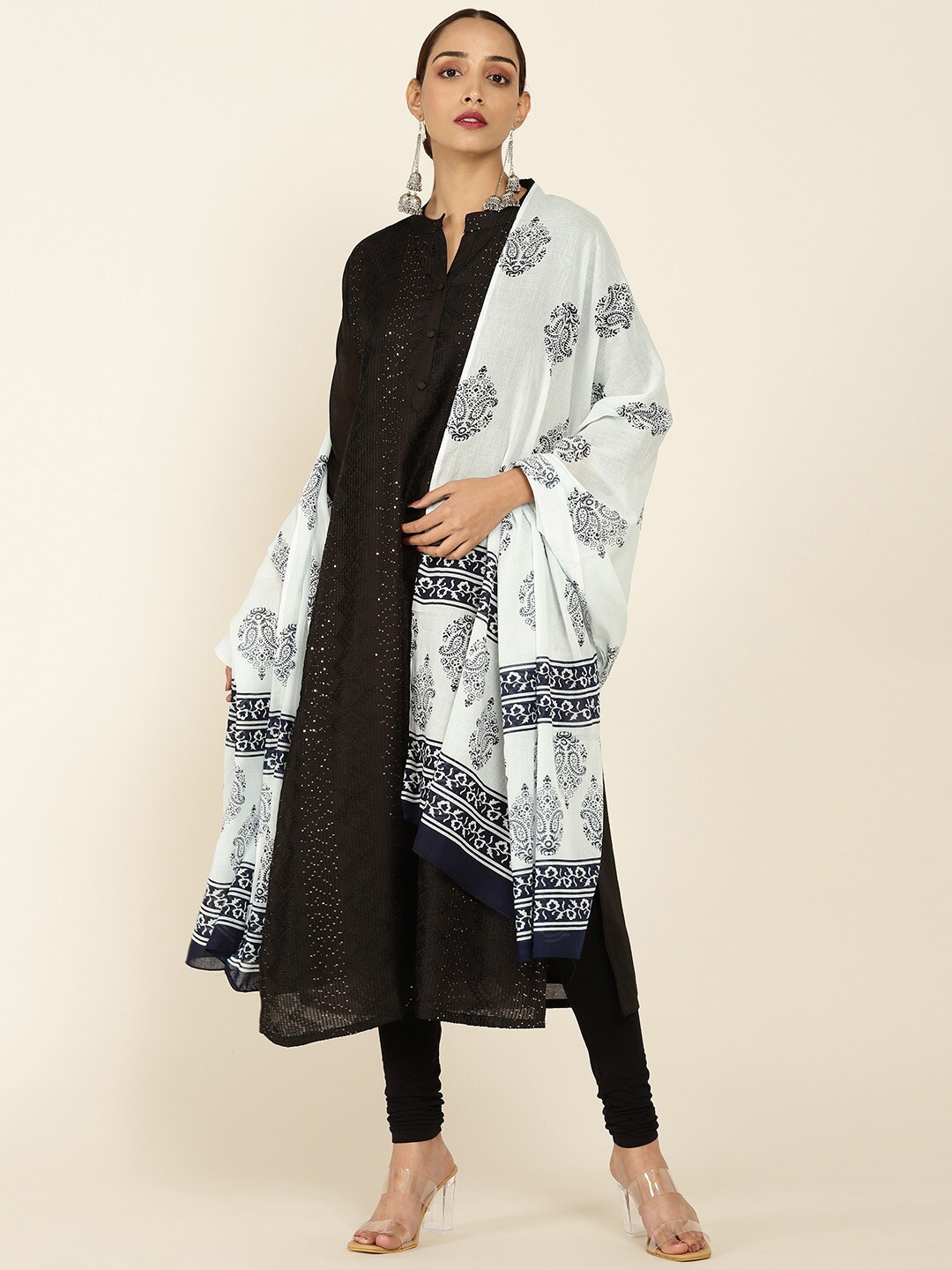

Soch Women White Ethnic Motifs Printed Pure cotton Dupatta