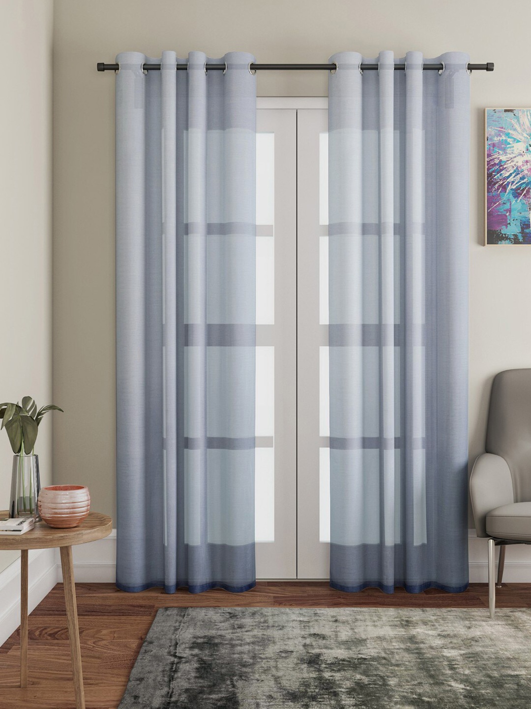 Lushomes Grey Melody Sheer Door Curtain
