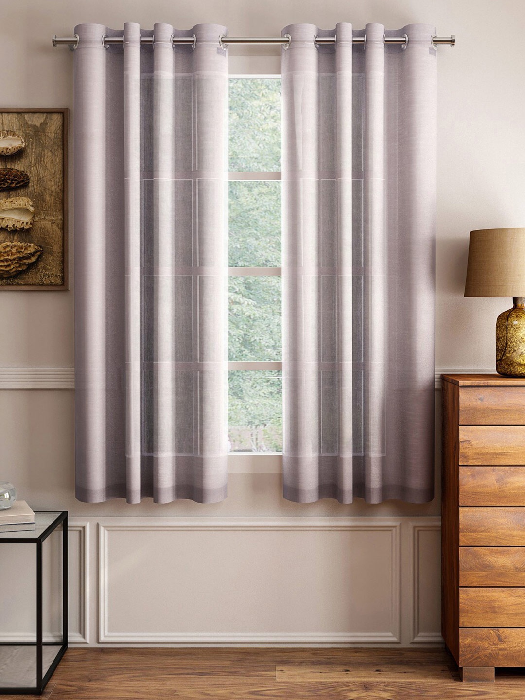 

Lushomes Brown Solid Pack Of 1 Sheer Window Curtain