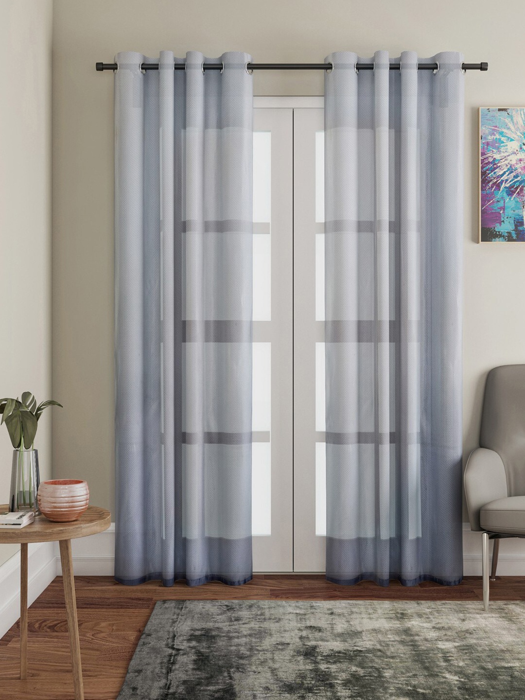 Lushomes Grey Sheer Door Curtain