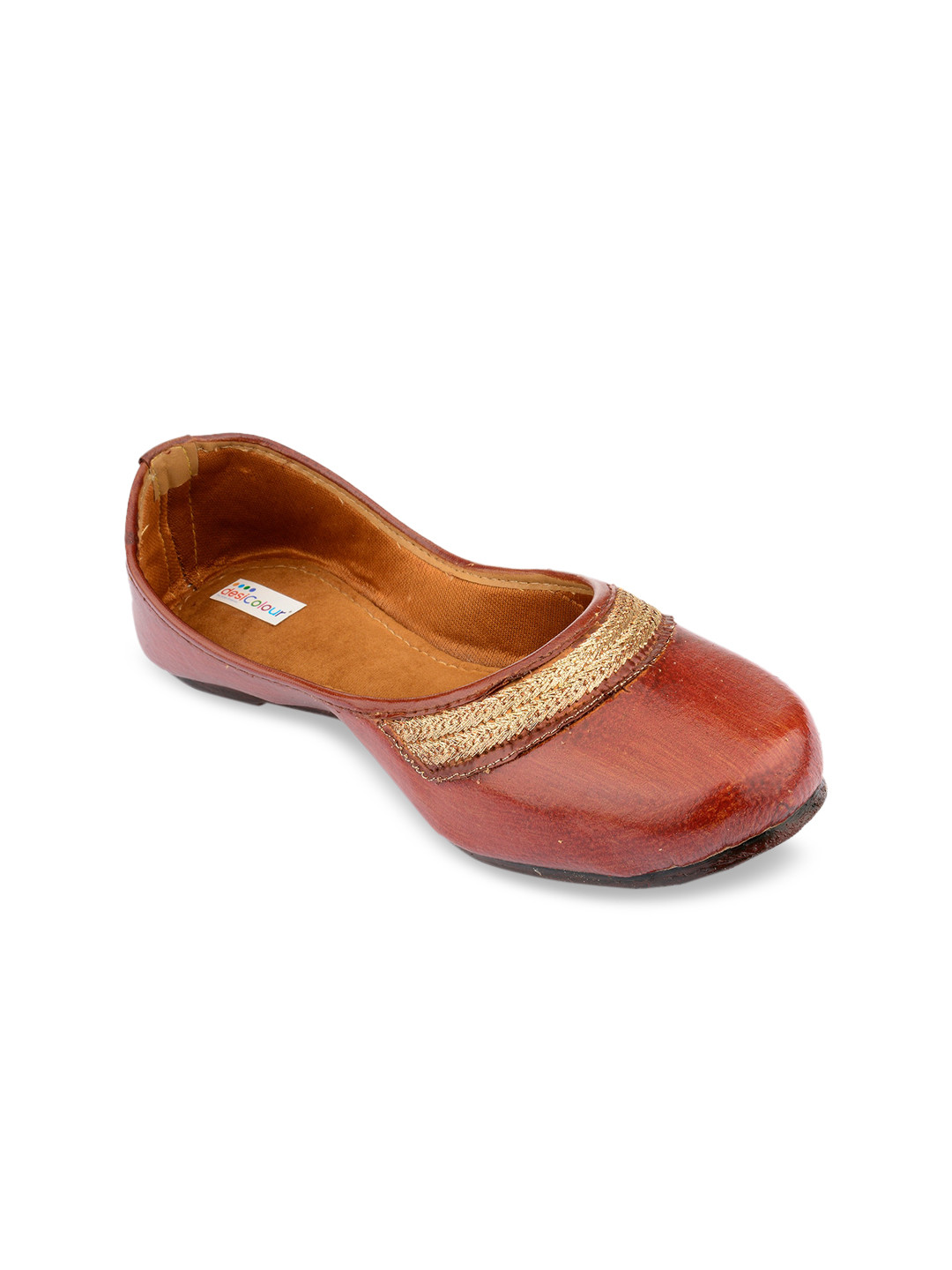 

DESI COLOUR Women Brown Ethnic Mojaris Flats