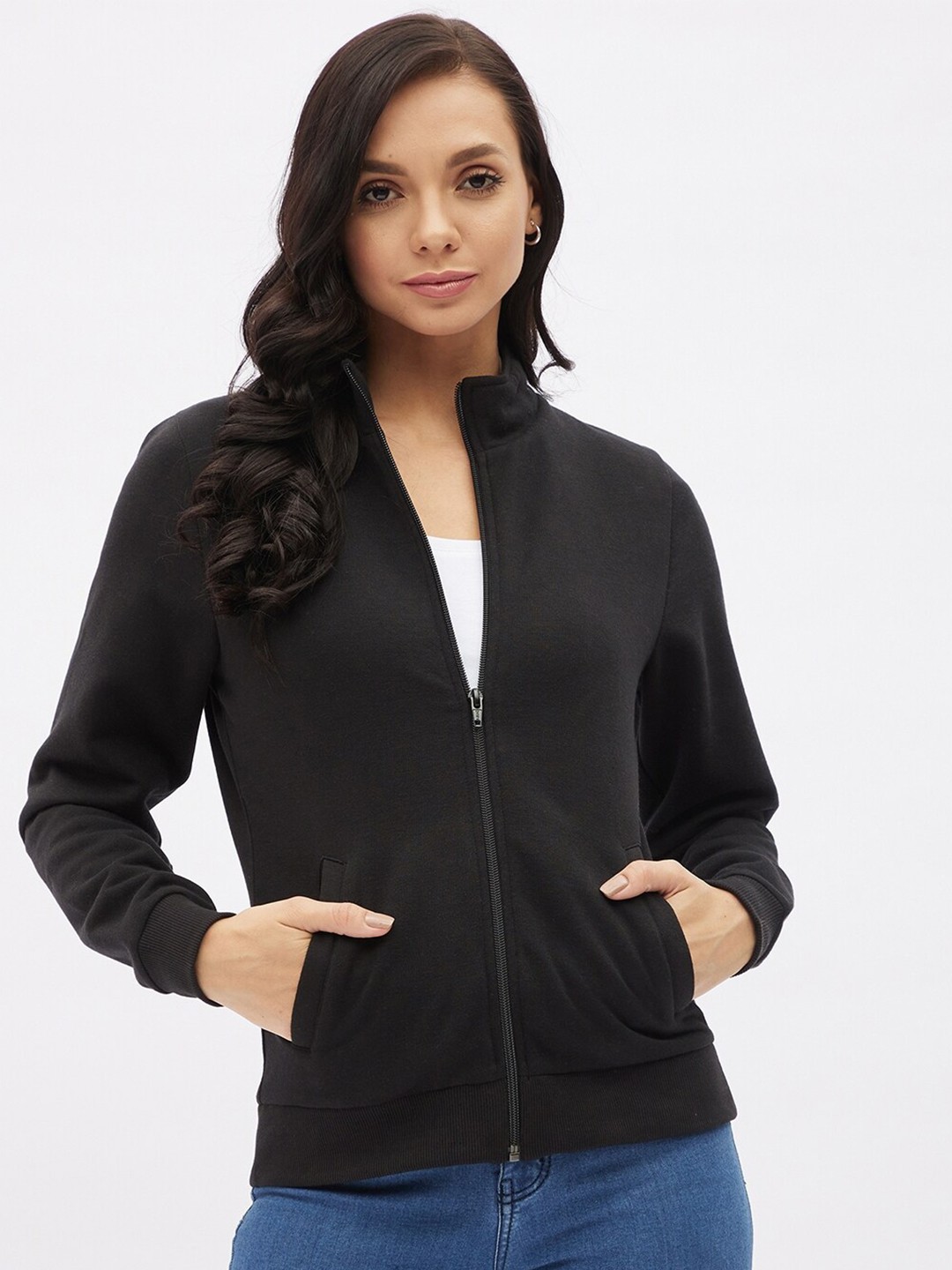 

Harpa Women Black Solid Sweatshirt