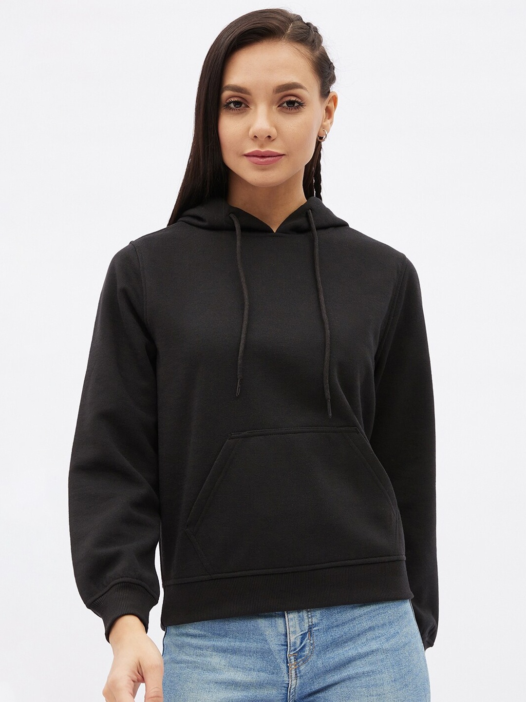 

Harpa Women Black Hooded Sweatshirt