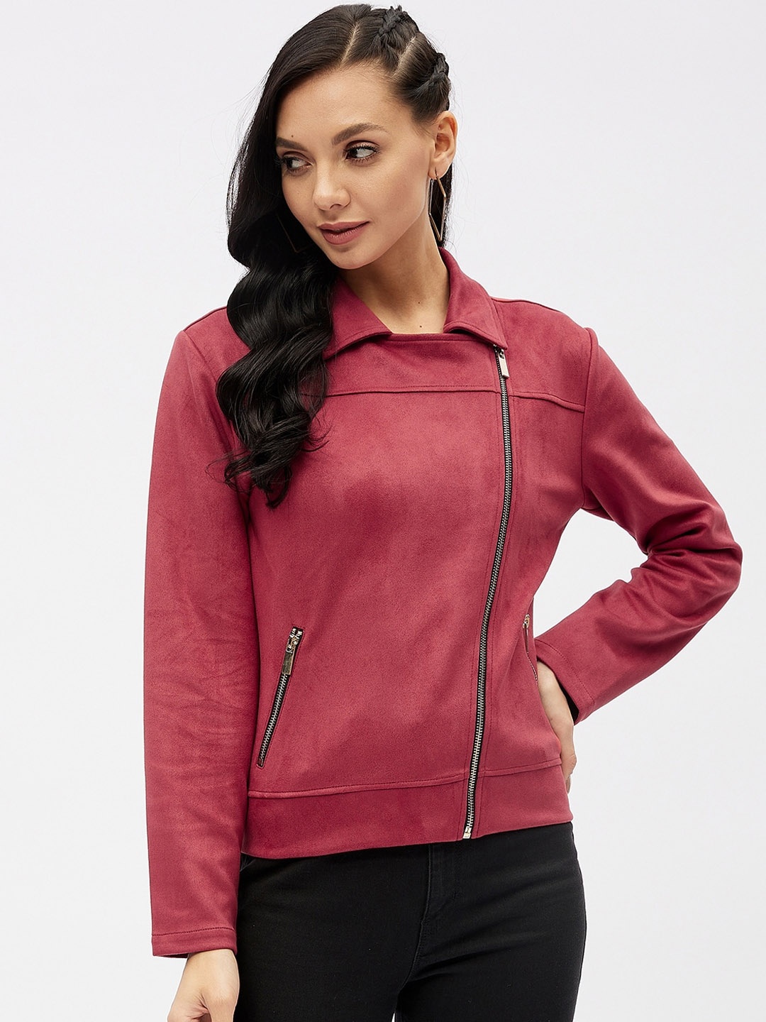 

Harpa Women Red Suede Tailored Jacket
