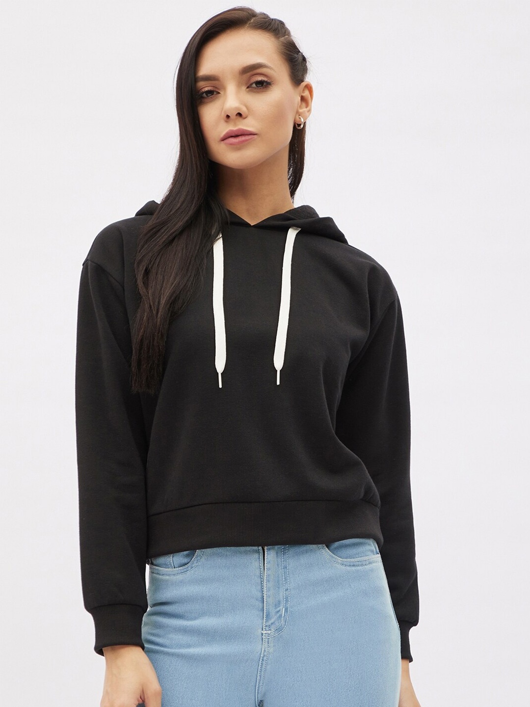 

Harpa Women Black Hooded Sweatshirt