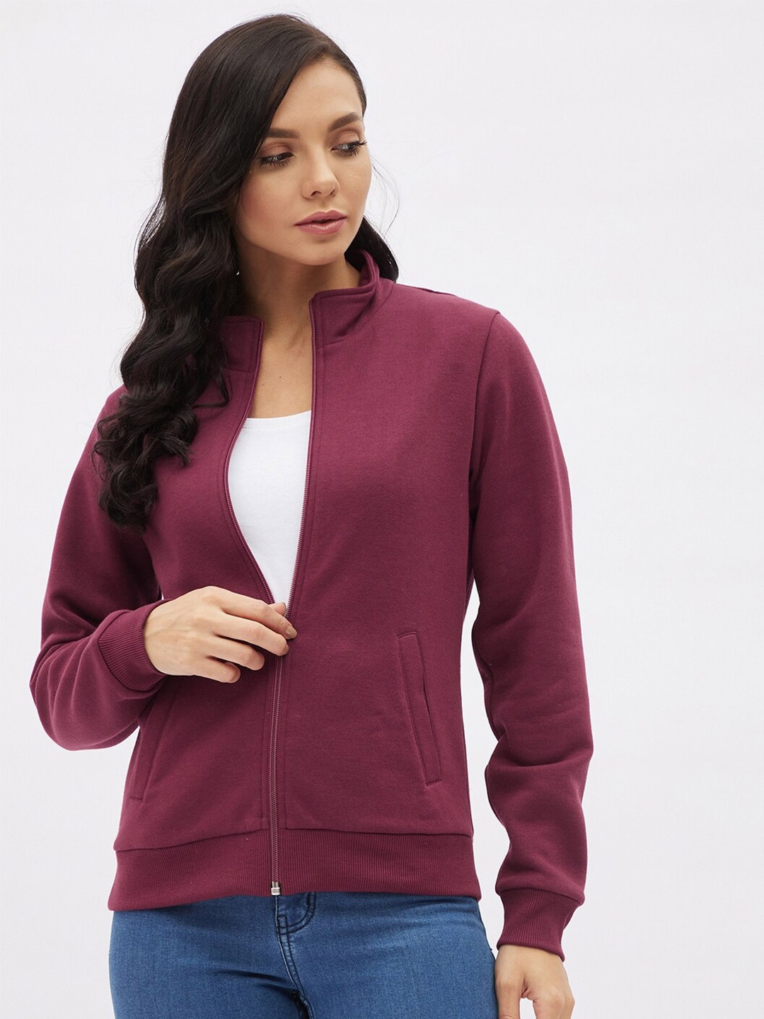 

Harpa Women Maroon Solid Sweatshirt