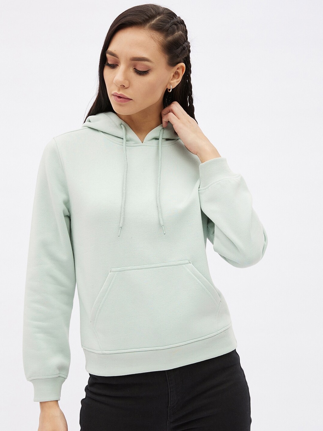 

Harpa Women Sea Green Hooded Sweatshirt