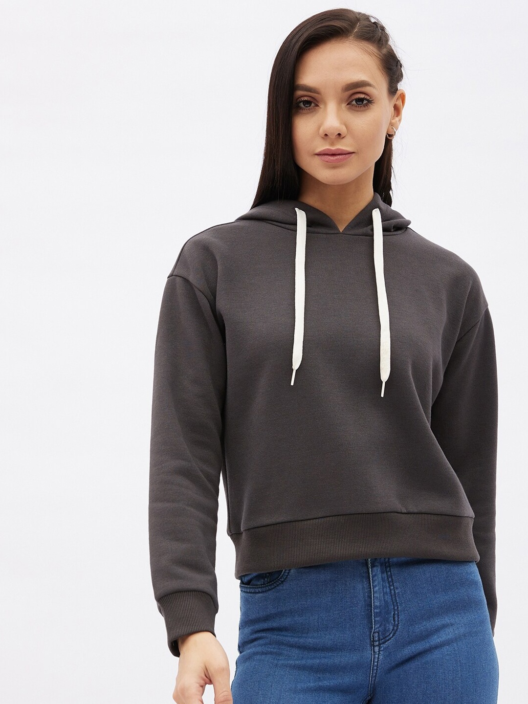 

Harpa Women Charcoal Grey Hooded Sweatshirt
