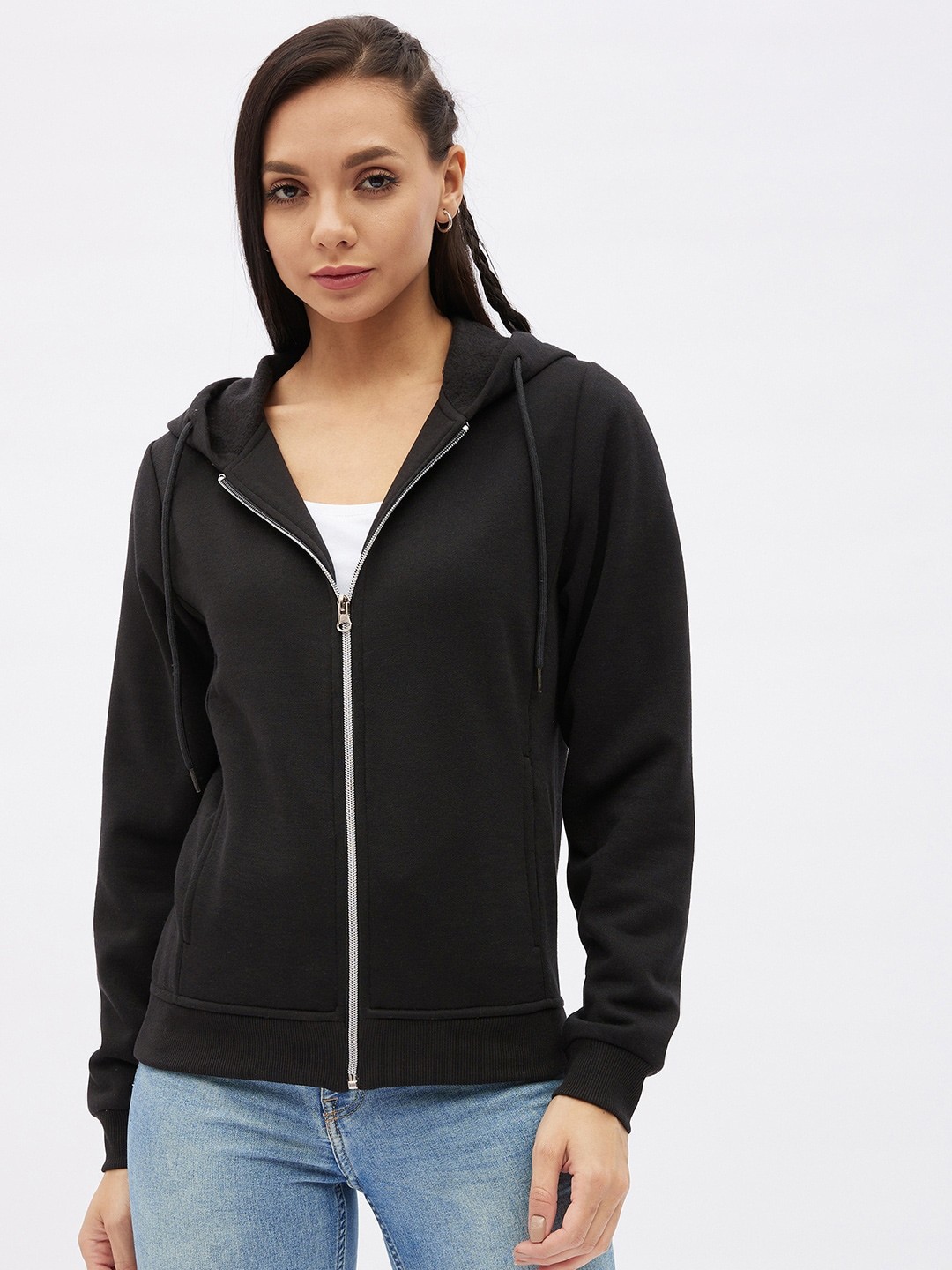 

Harpa Women Black Hooded Sweatshirt