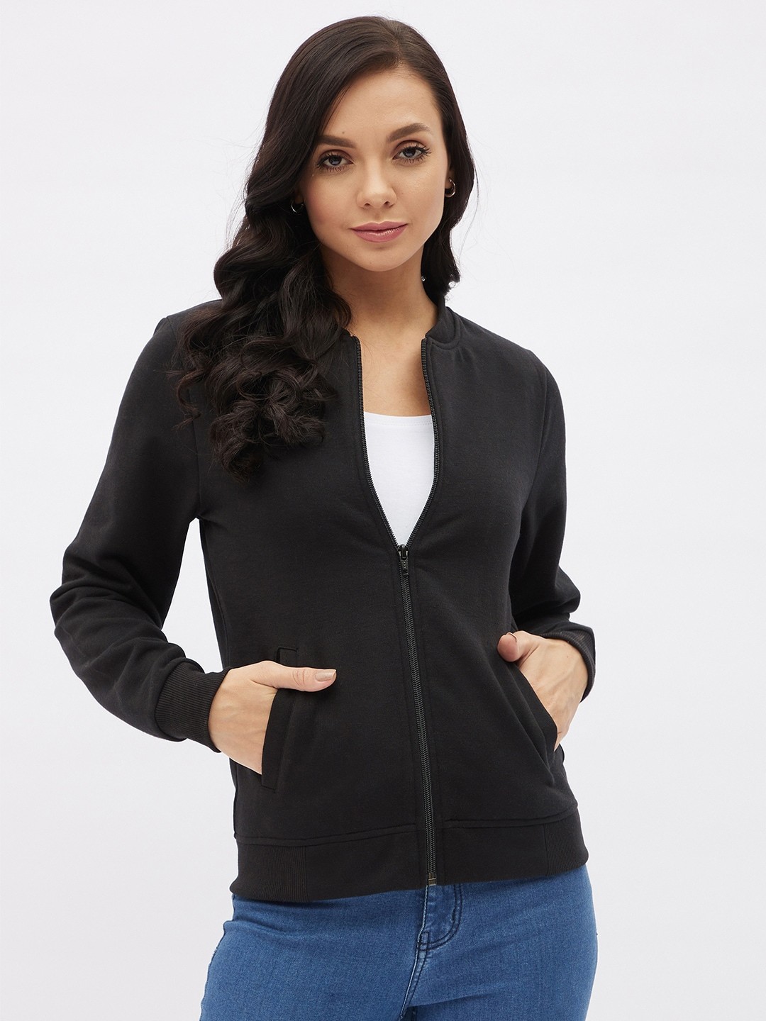 

Harpa Women Black Solid Sweatshirt