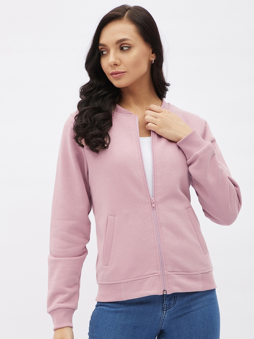 

Harpa Women Pink Solid Sweatshirt