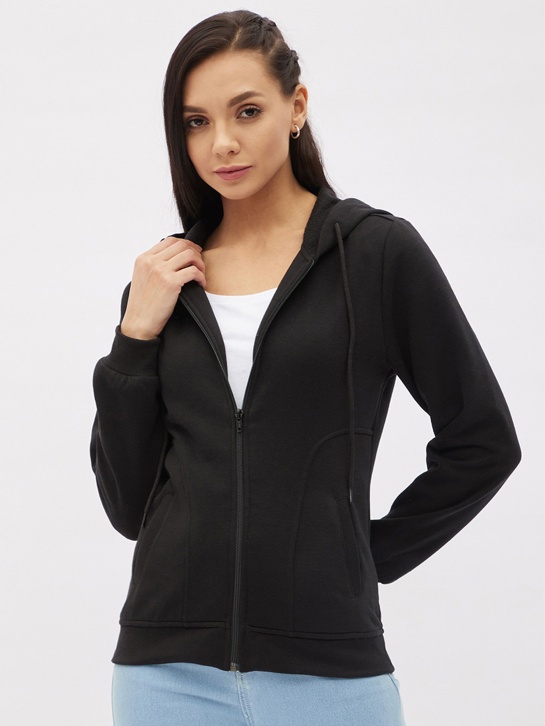 

Harpa Women Black Hooded Sweatshirt