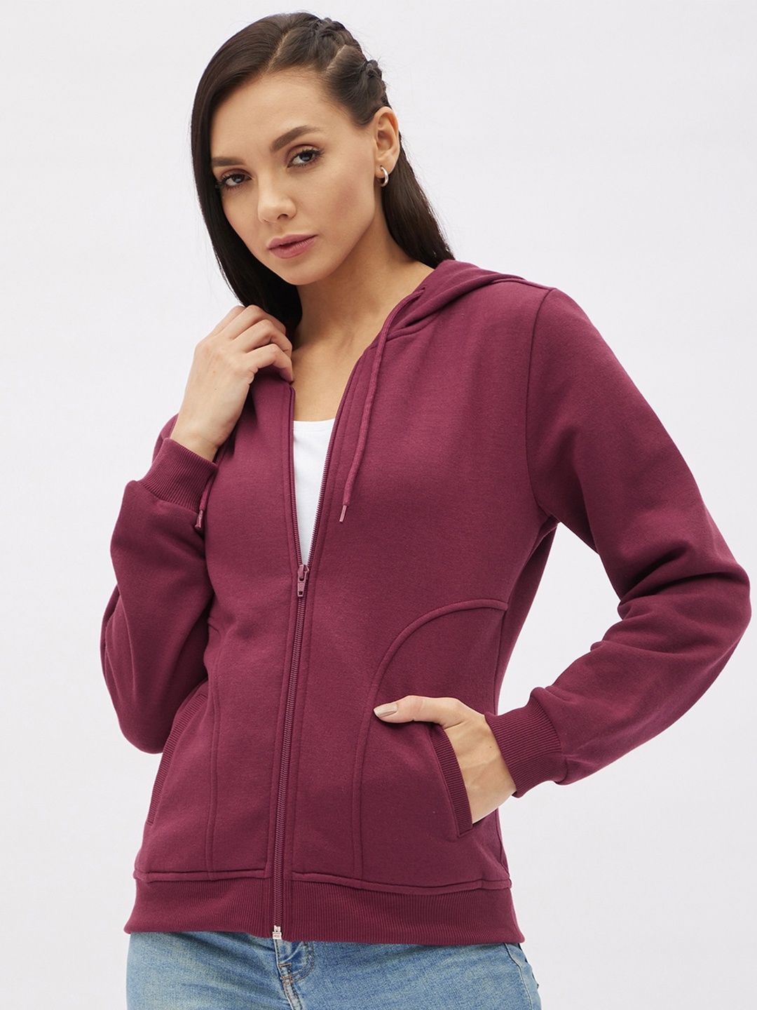 

Harpa Women Maroon Hooded Sweatshirt