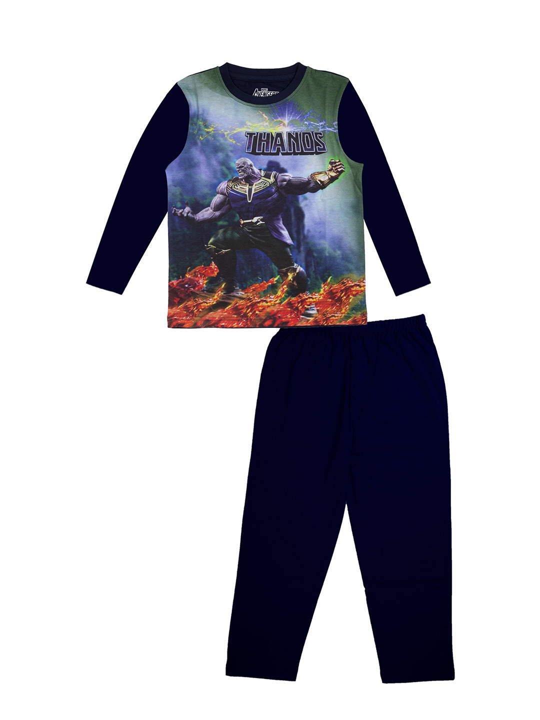 

KINSEY Boys Navy Blue & Red Thanos Printed Pure Cotton T-shirt with Pyjamas