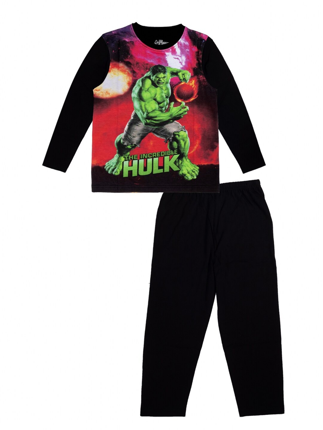 

KINSEY Boys Black & Red Marvel Hulk Printed T-shirt with Pyjamas