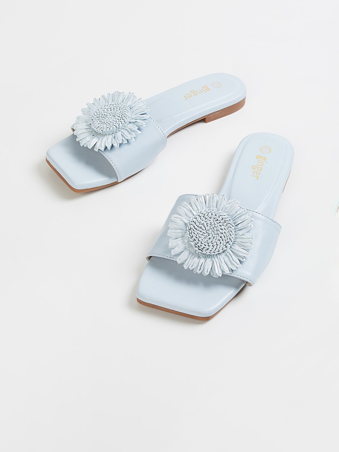 

Ginger By Lifestyle Blue Floral Open Toe Flats