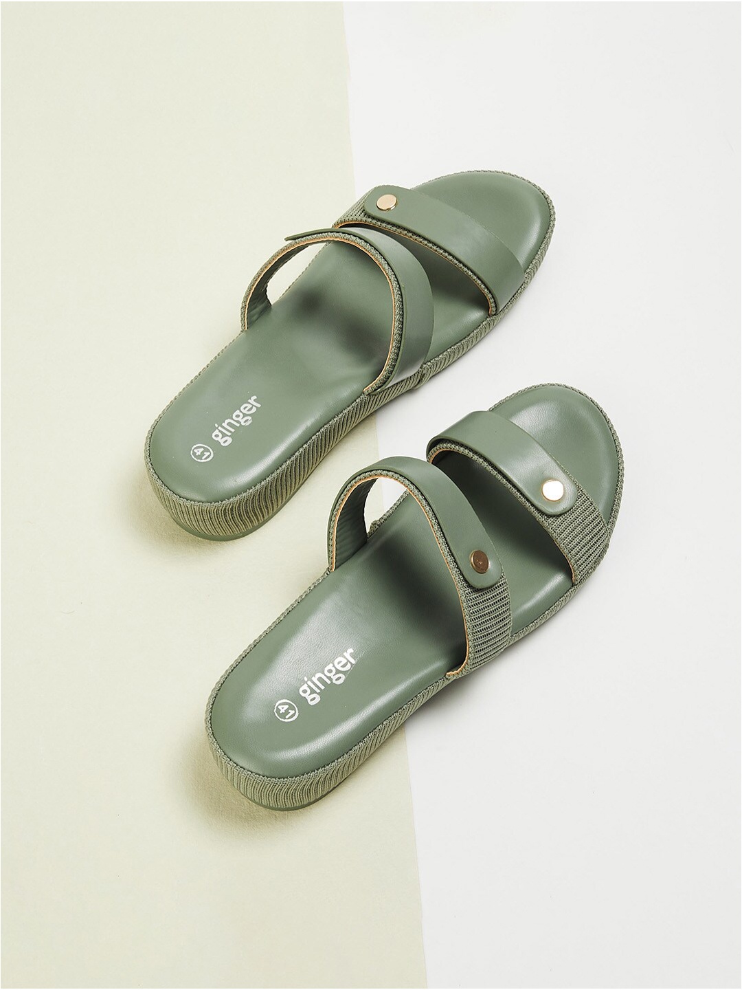 

Ginger by Lifestyle Women Green Open Toe Flats