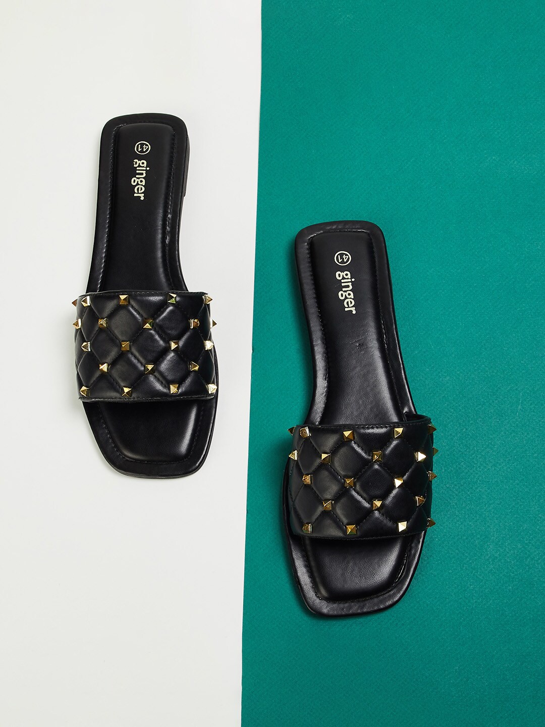 

Ginger by Lifestyle Women Black Embellished Open Toe Flats