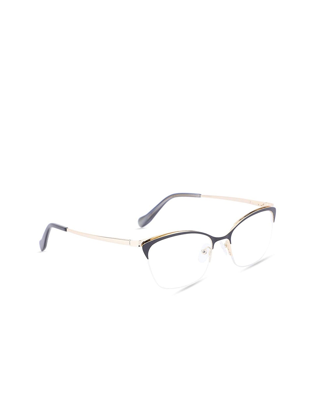 

MARC LOUIS Women Black & Gold-Toned Half Rim Cateye Frames MLGY7060