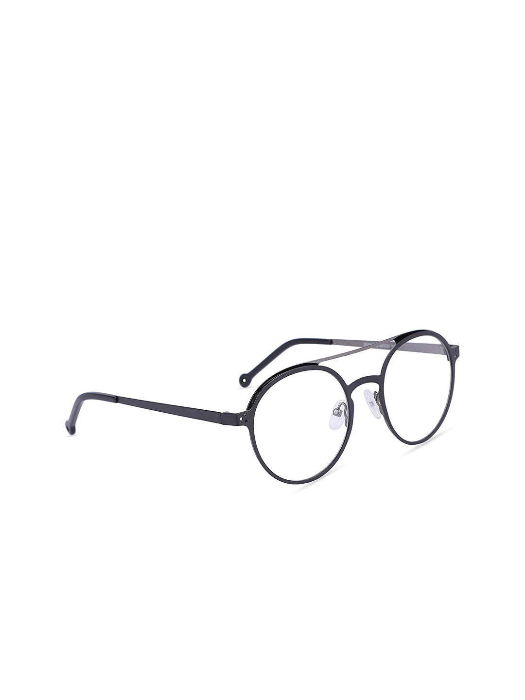 

MARC LOUIS Unisex Black & Transparent Full Rim Round Frames
