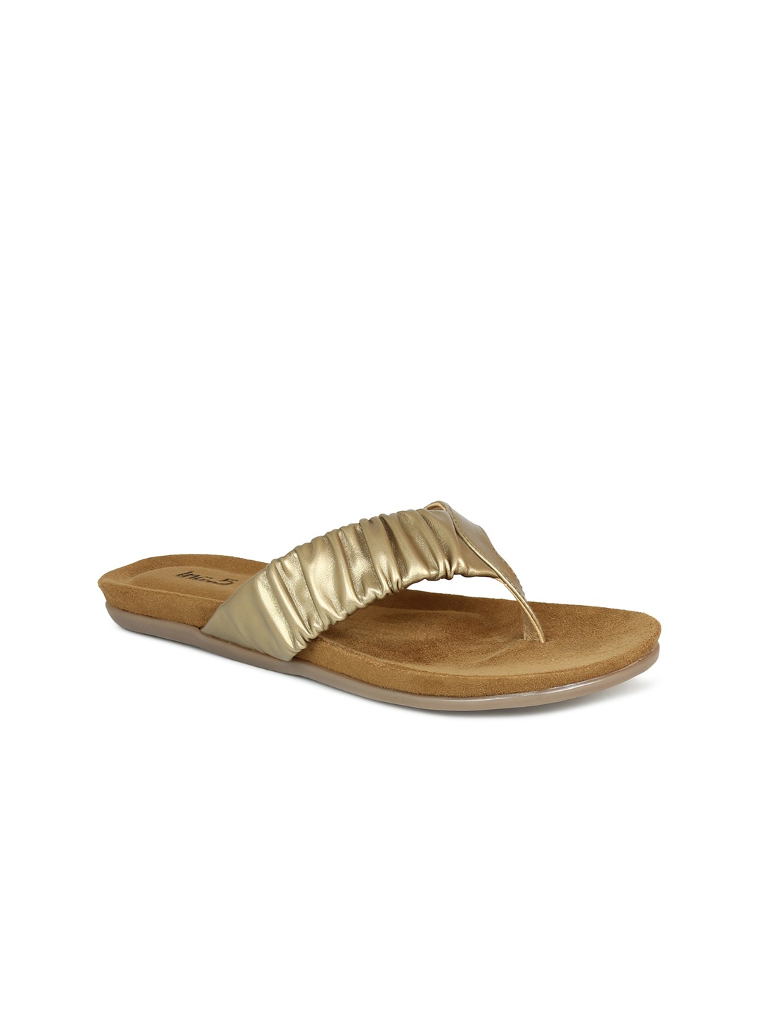

Inc 5 Women Gold-Toned Open Toe Flats with Bows