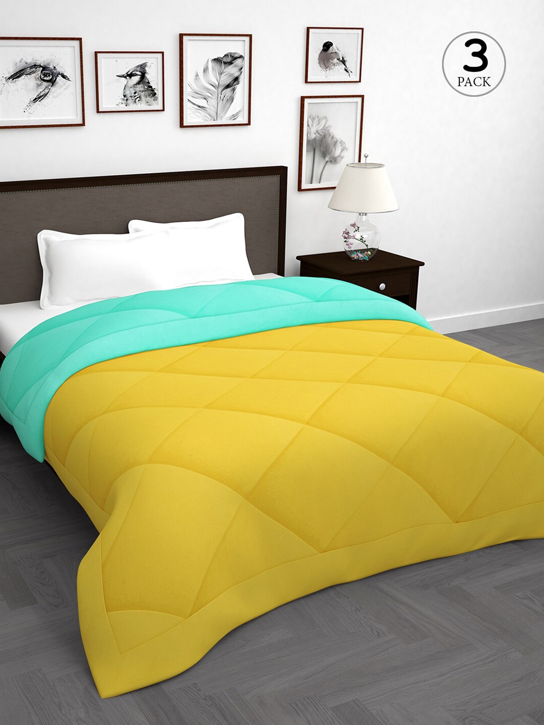 

Story@home Green & Mustard Set of 3 Mild Winter Double Bed Comforter