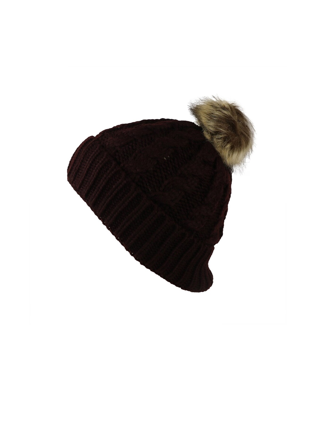 

iSWEVEN Unisex Brown Solid Woolen Beanie Cap