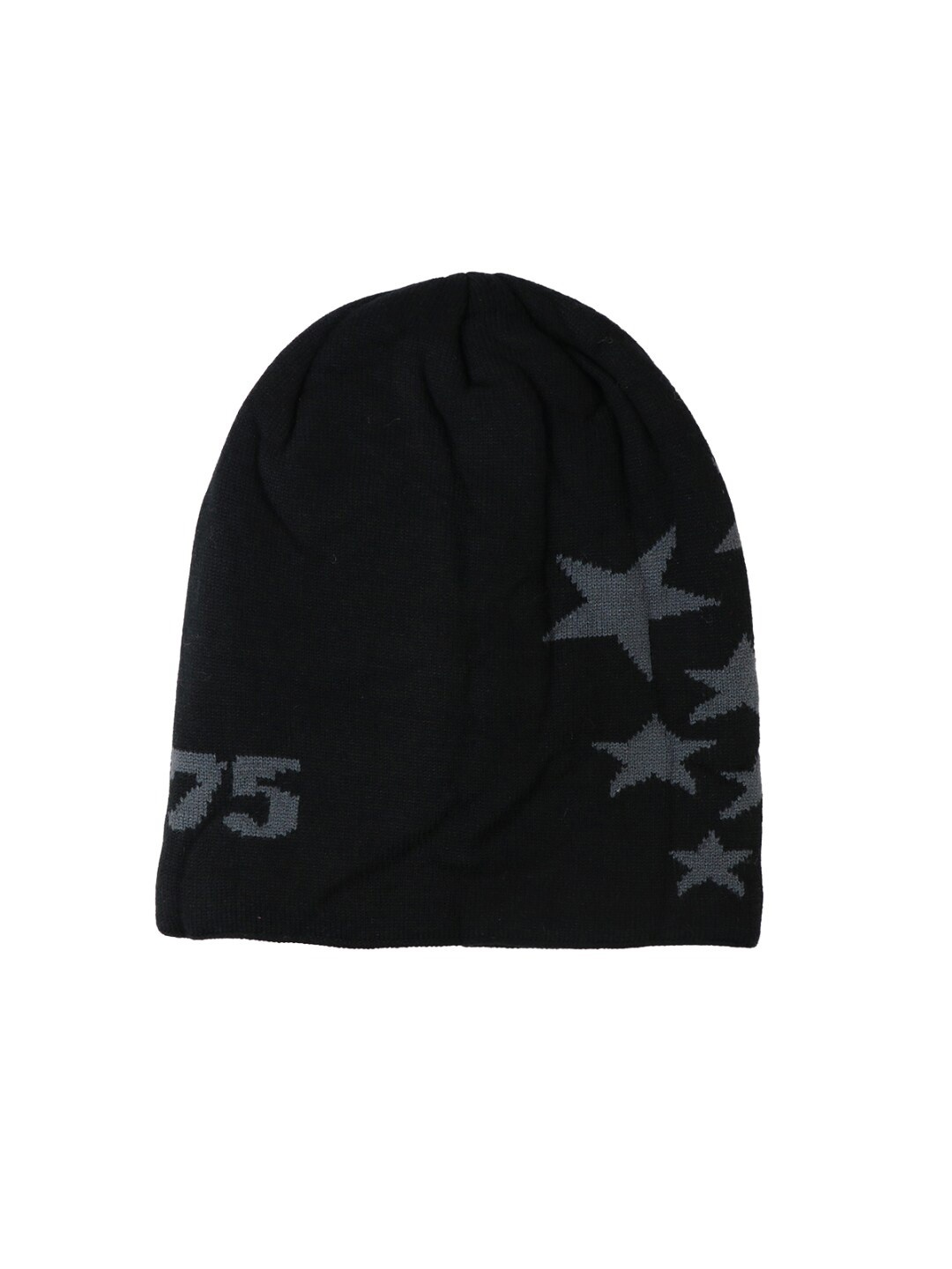 

iSWEVEN Unisex Black & Grey Printed Beanie