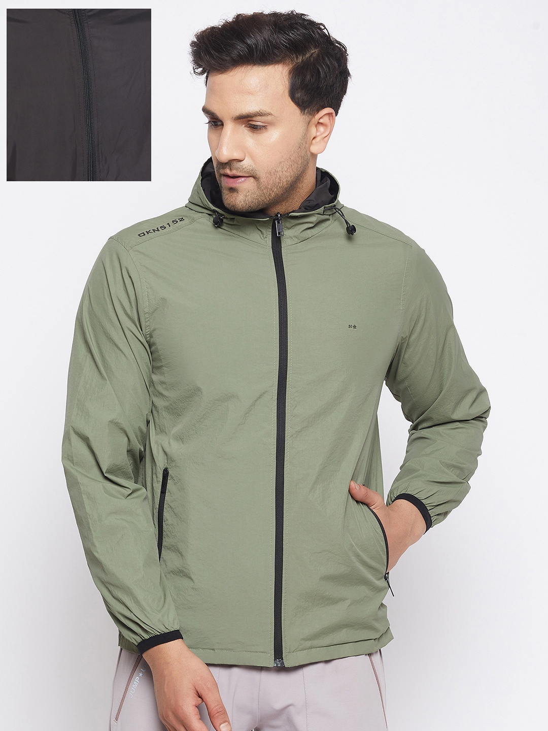 

Okane Men Olive Green Reversible Sporty Jacket