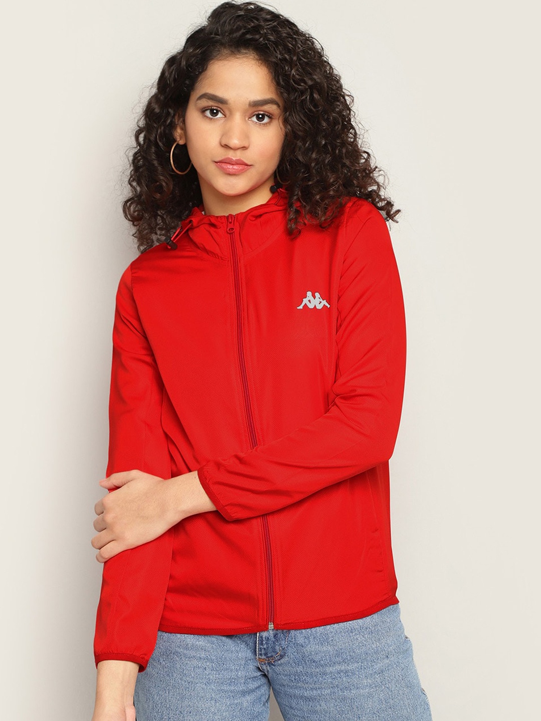 

Kappa Women Red Colourblocked Sporty Jacket