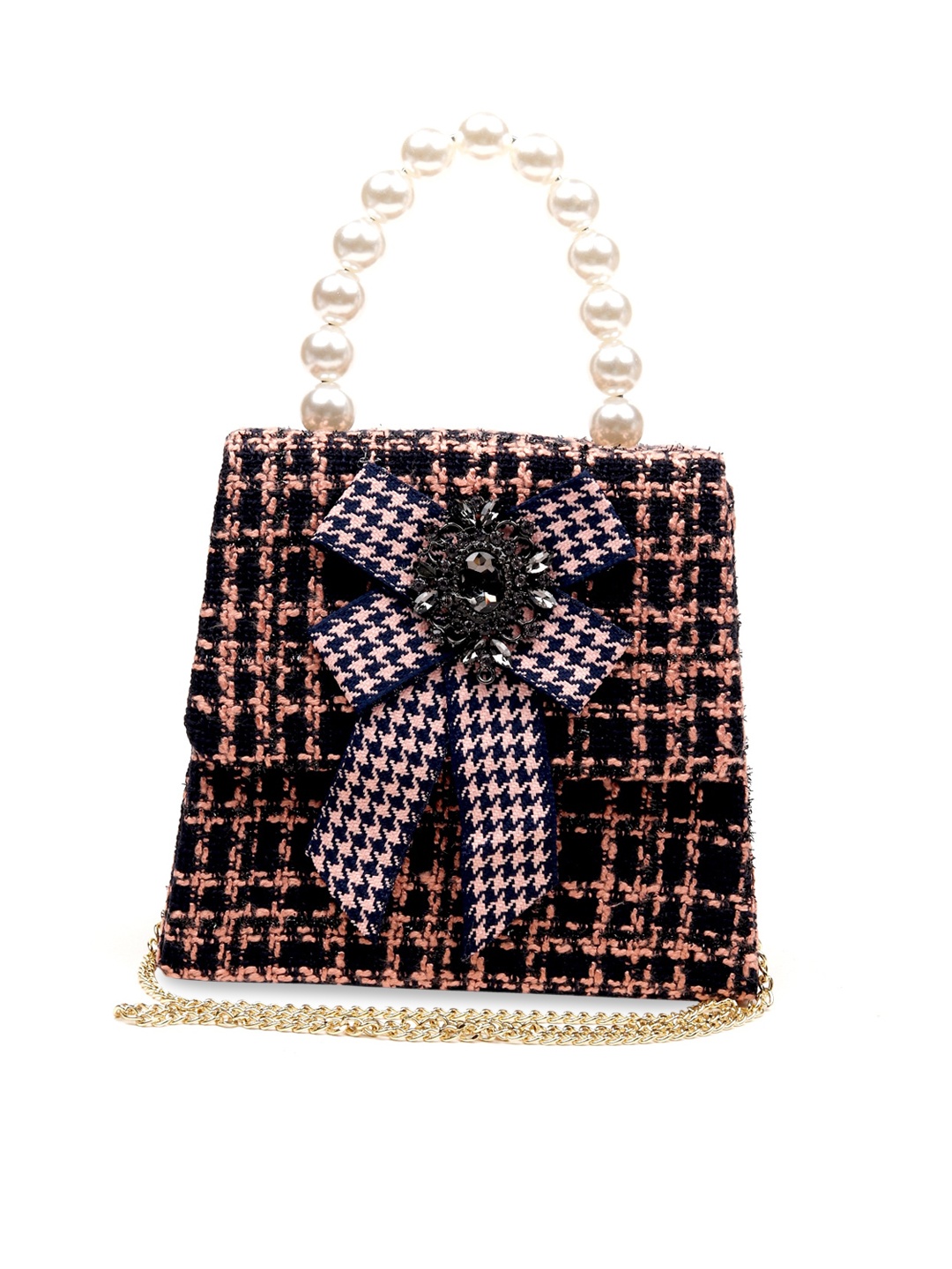 

ODETTE Pink Embellished Structured Handheld Bag