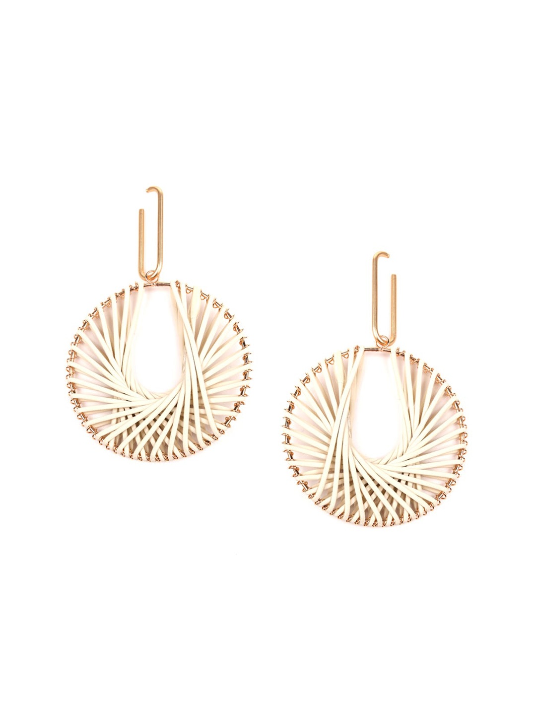 

ODETTE White & Gold-Toned Circular Drop Earrings