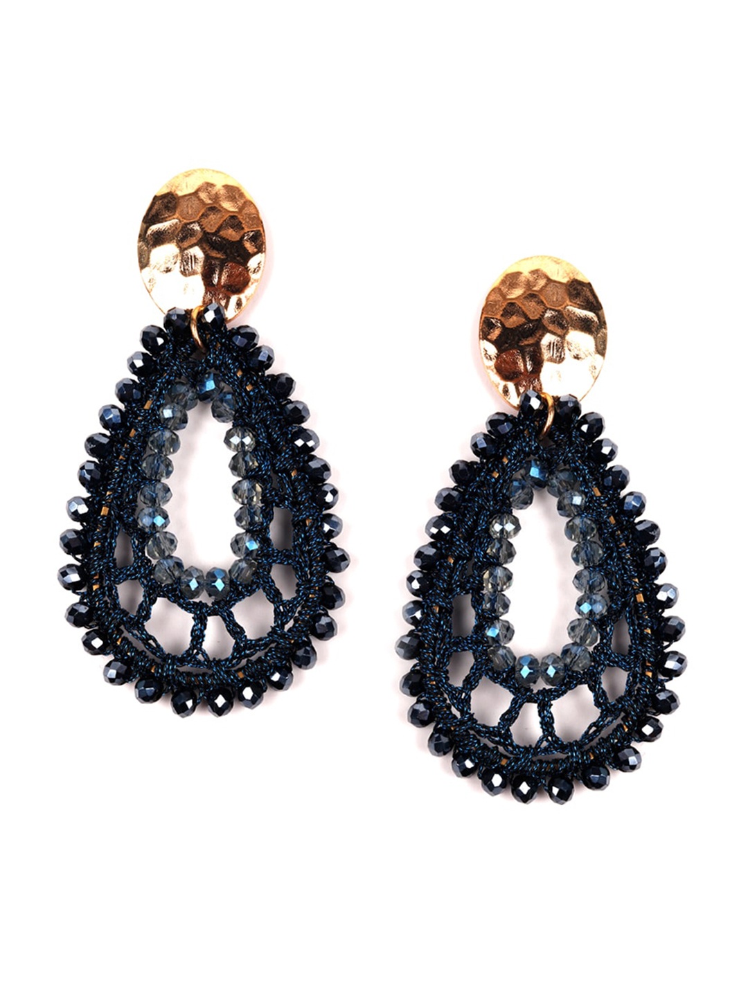 

ODETTE Woman Navy Blue Oval Drop Earrings