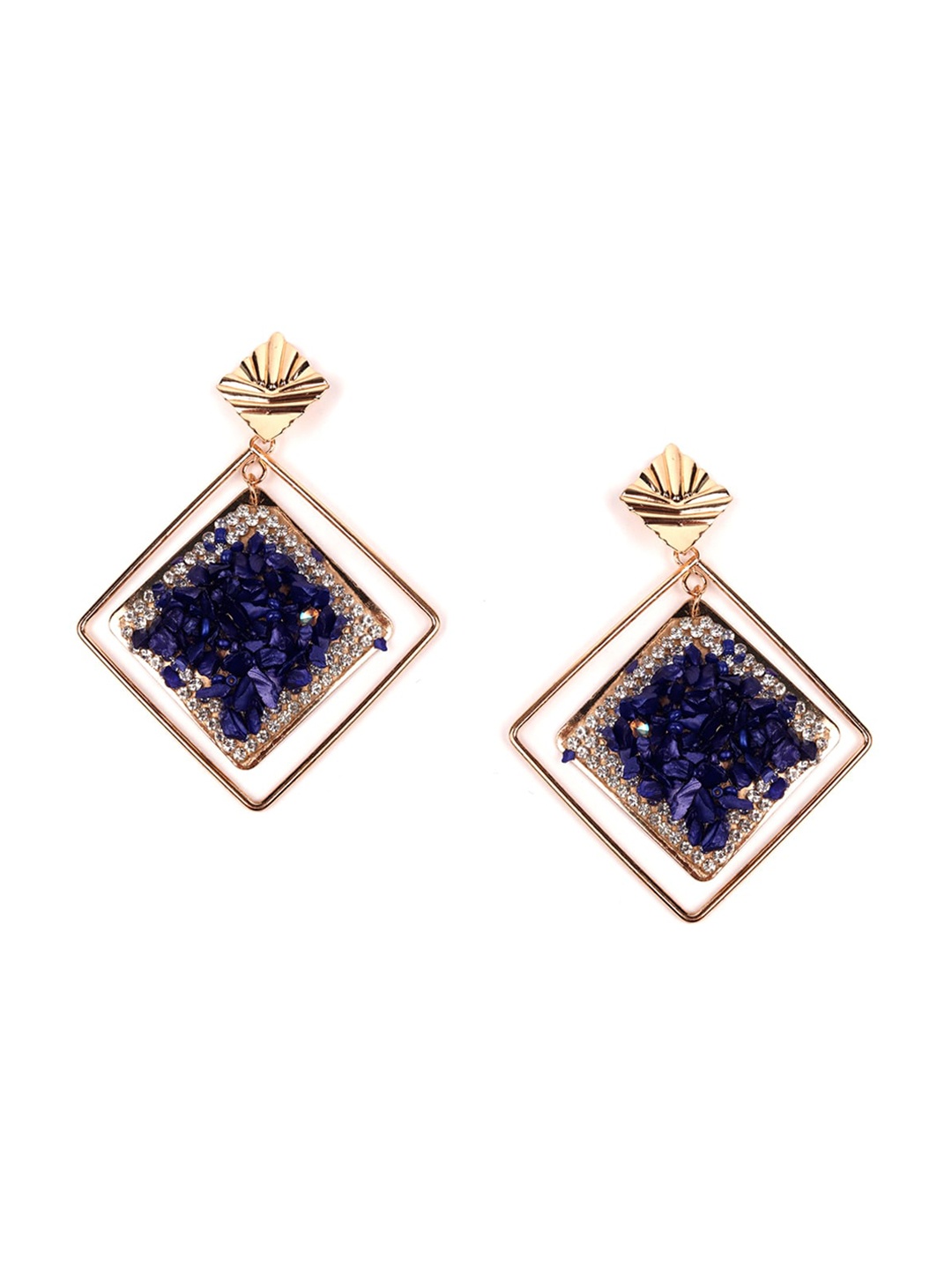 

ODETTE Blue Oval Drop Earrings