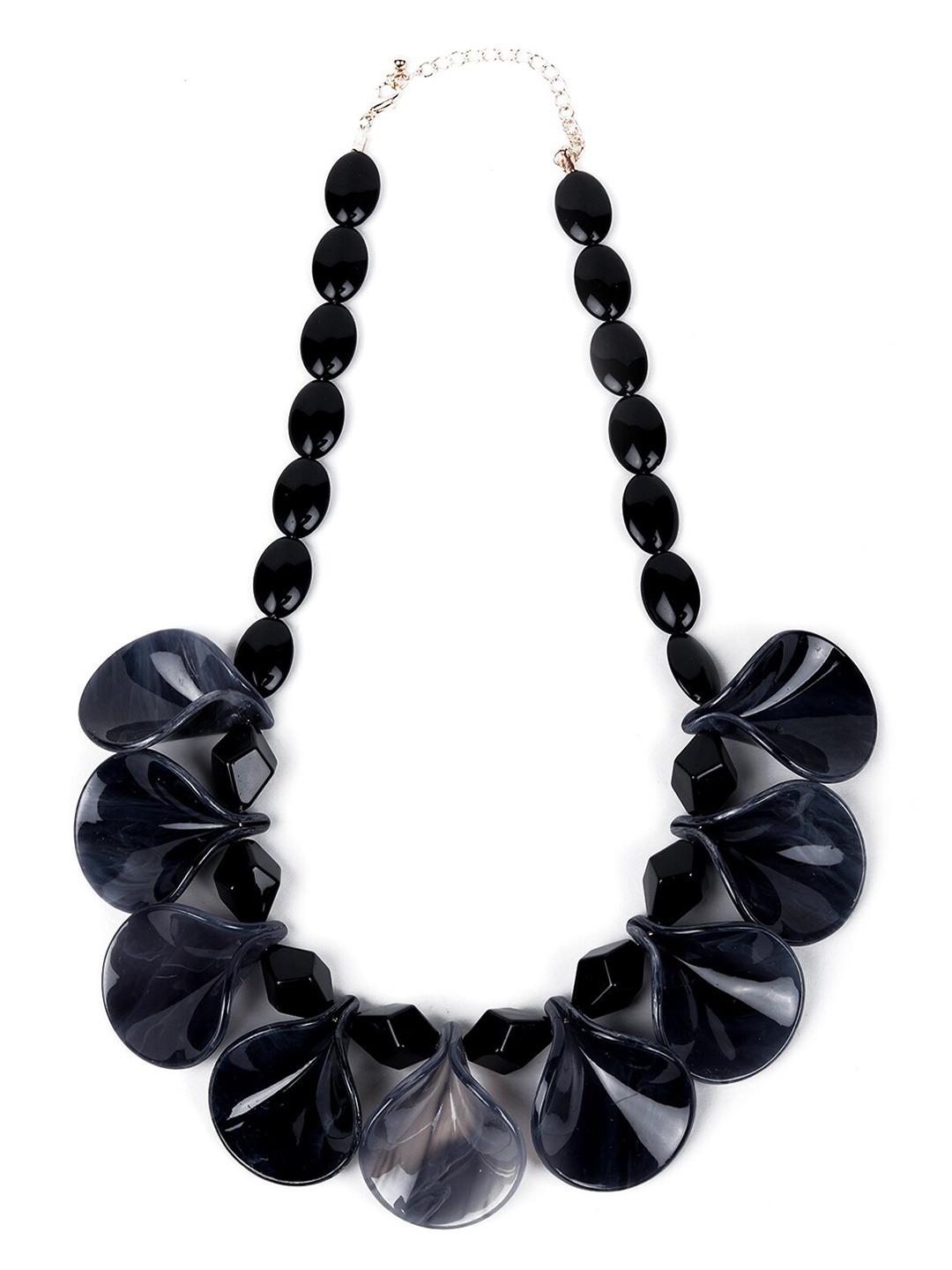 

ODETTE Black & Silver-Toned Handcrafted Statement Necklace