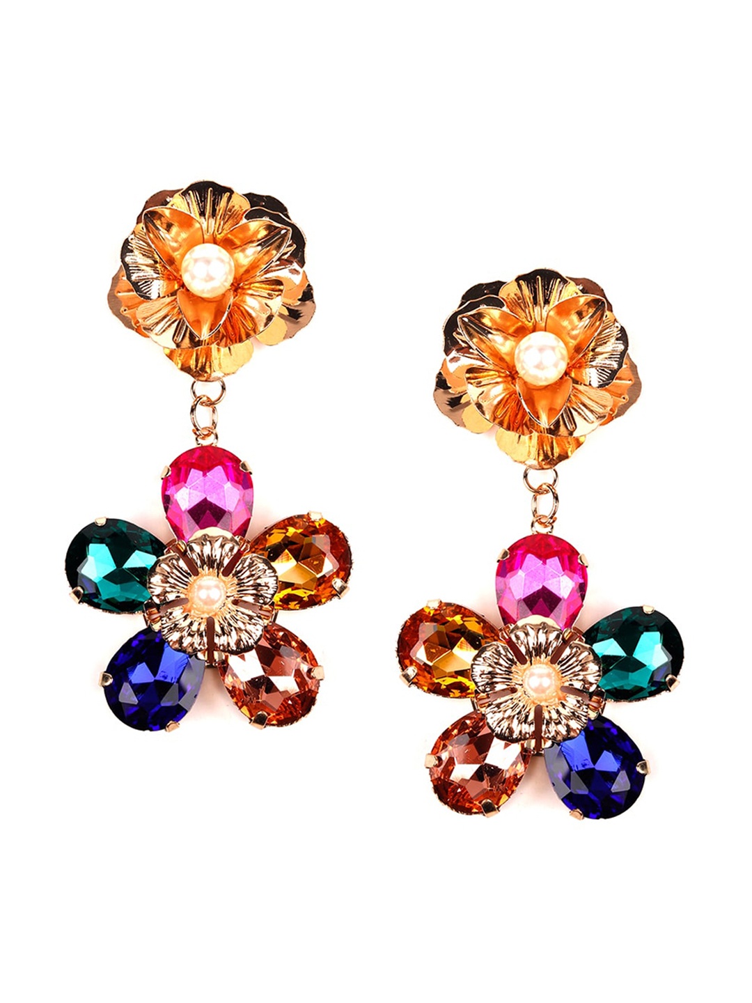 

ODETTE Multicoloured Floral Drop Earrings, Multi