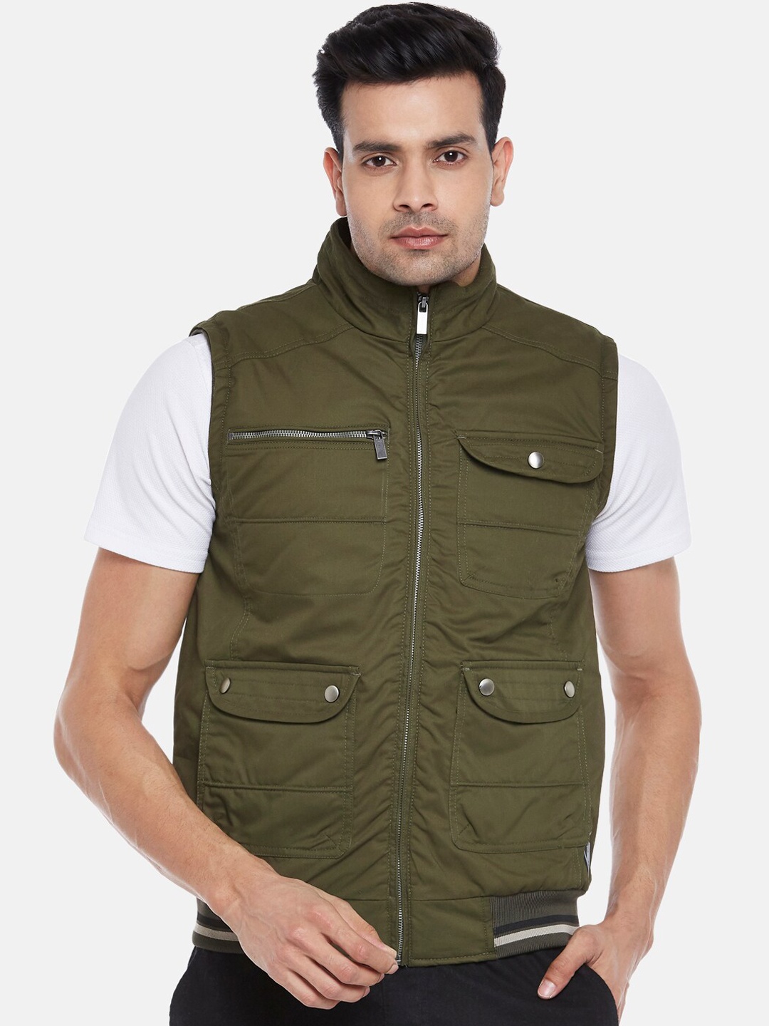 

Urban Ranger by pantaloons Men Olive Green Bomber Jacket
