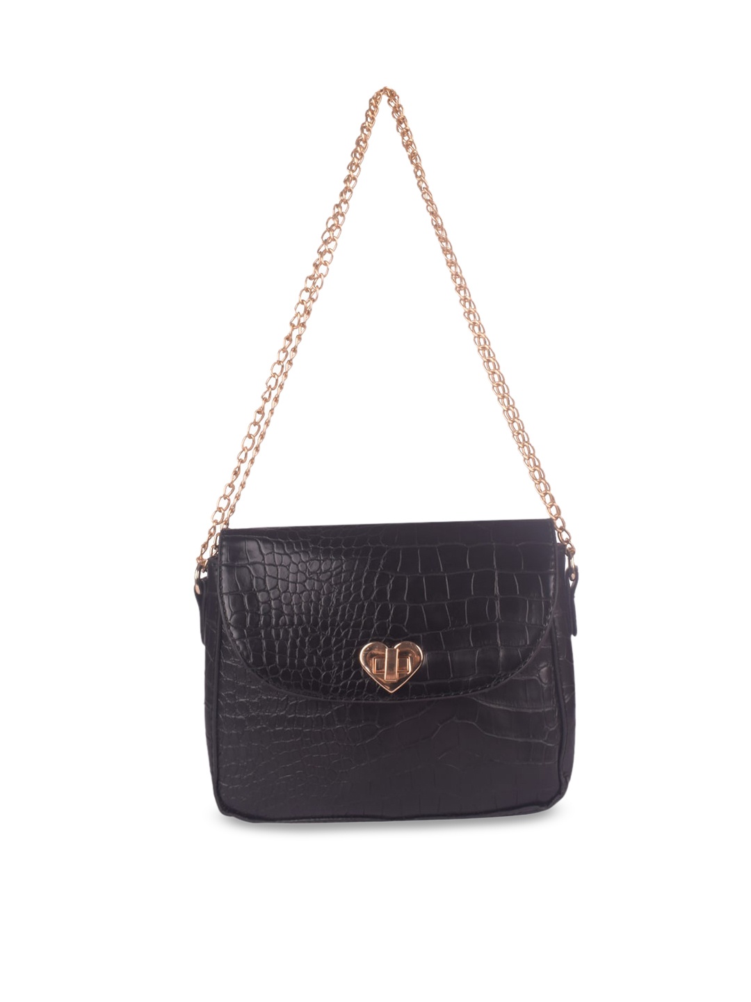 

Bagkok Black Textured PU Structured Handheld Bag