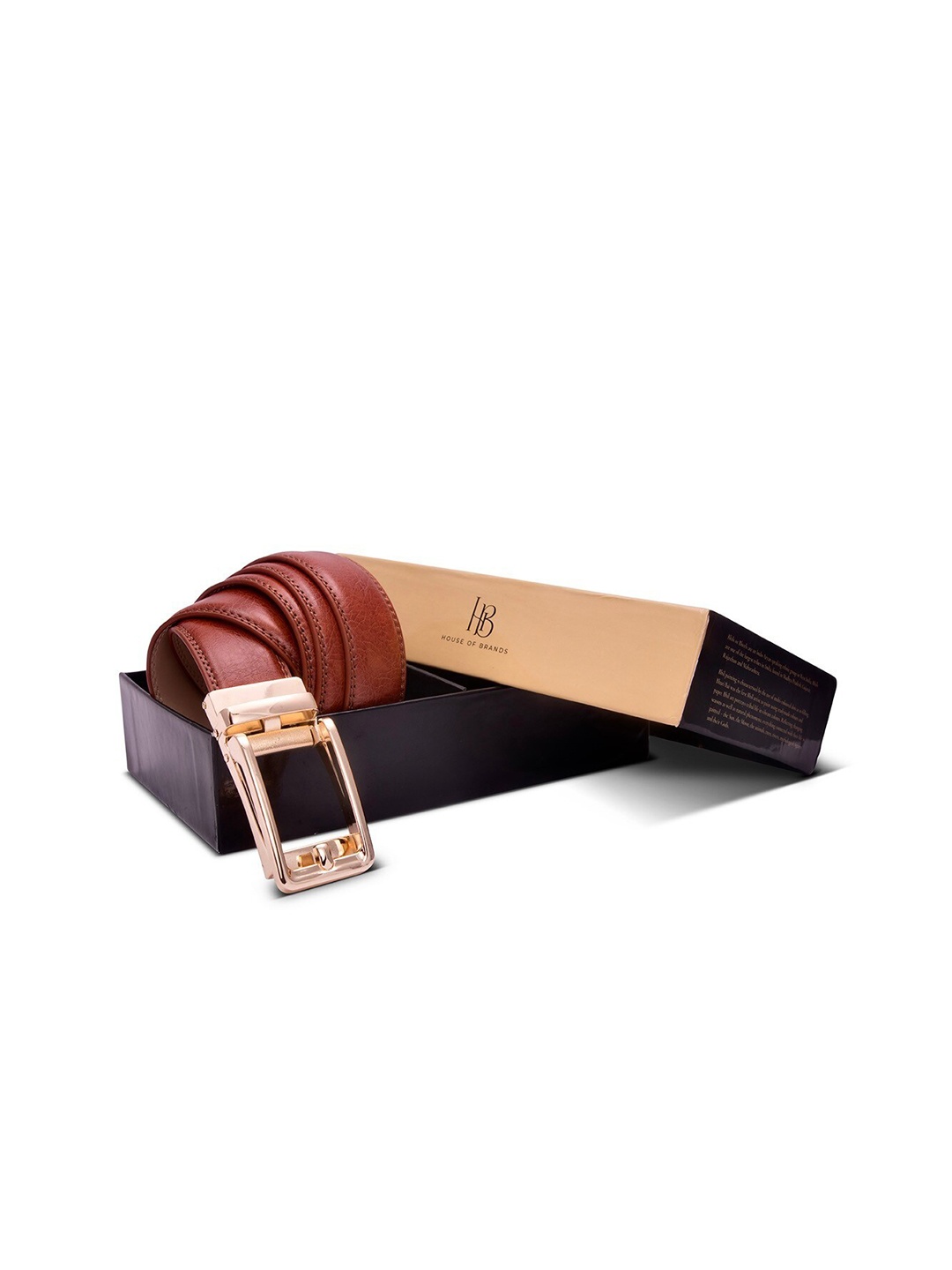 

ELOPPE Men Red Genuine Textured Leather Belt