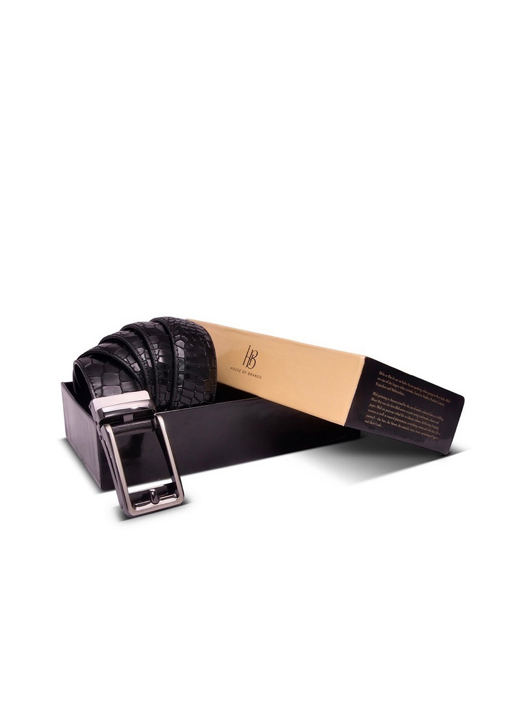 

ELOPPE Men Black Textured Leather Belt