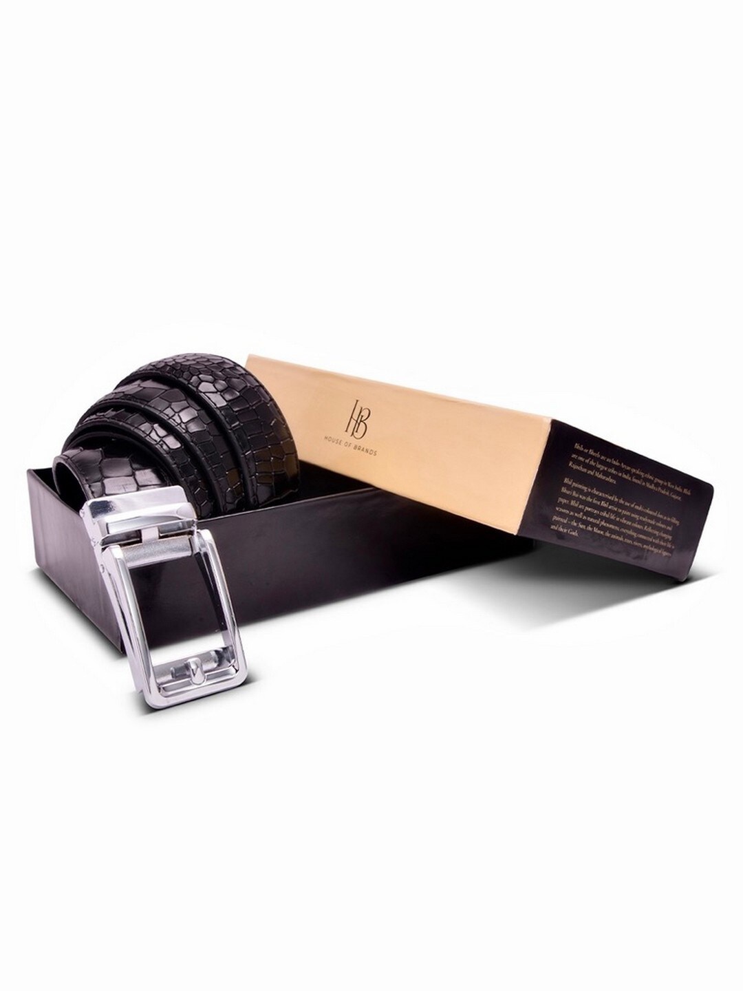 

ELOPPE Men Black Textured Leather Formal Belt