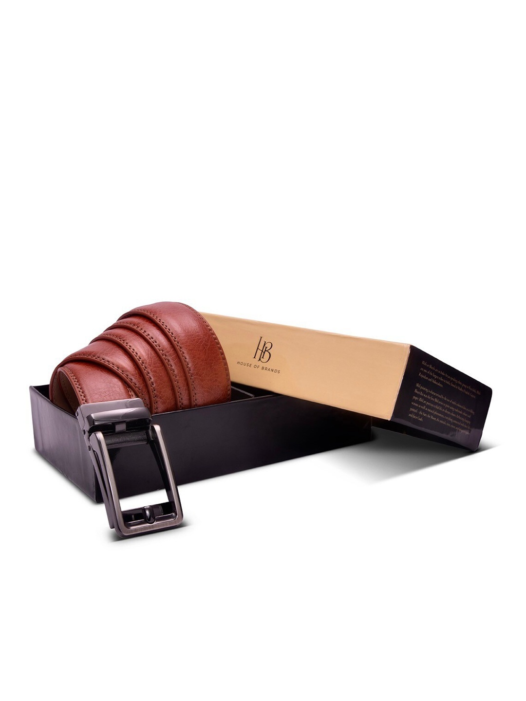 

ELOPPE Men Brown Textured Leather Belt