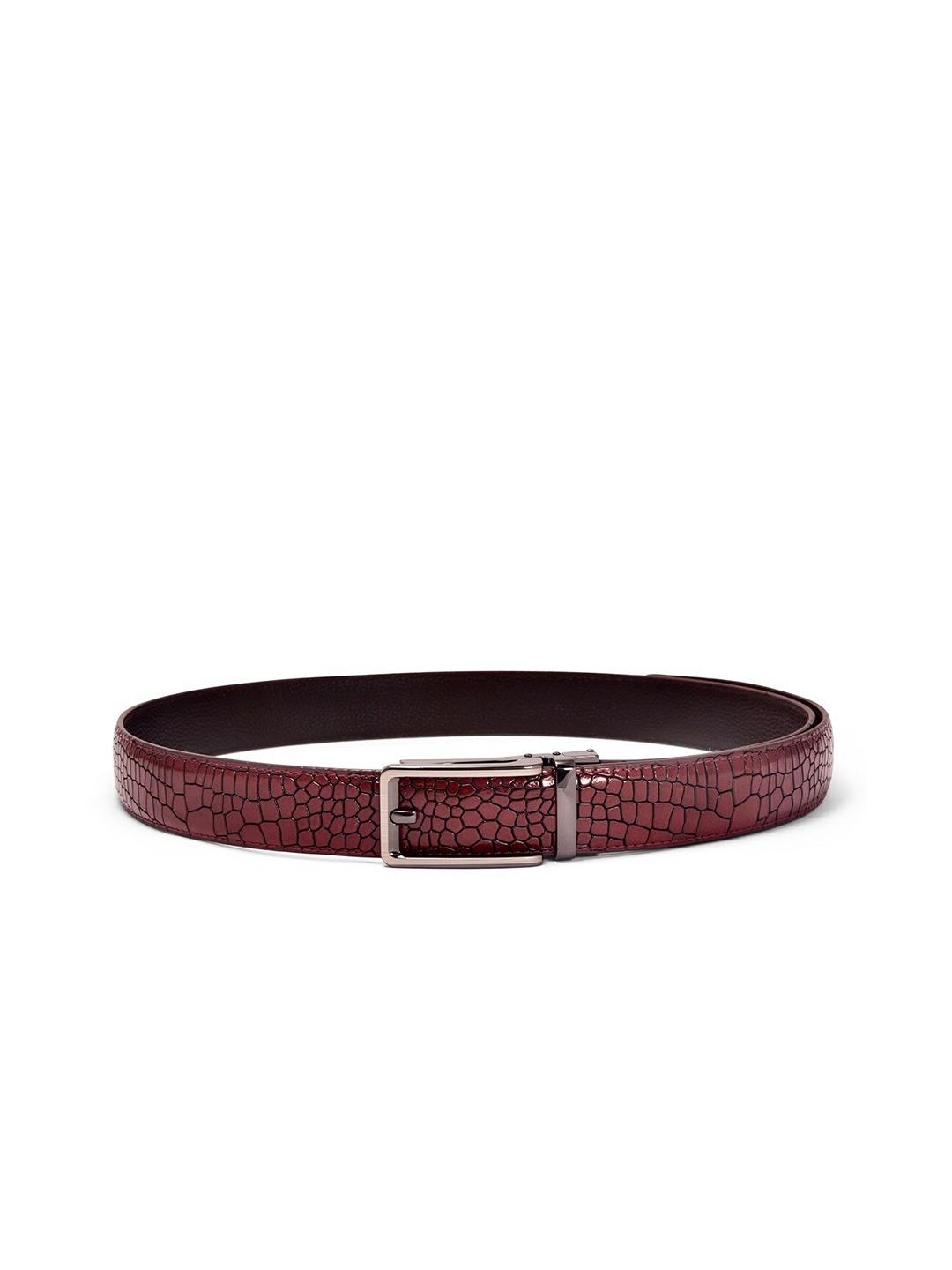 

ELOPPE Men Red Textured Leather Belt