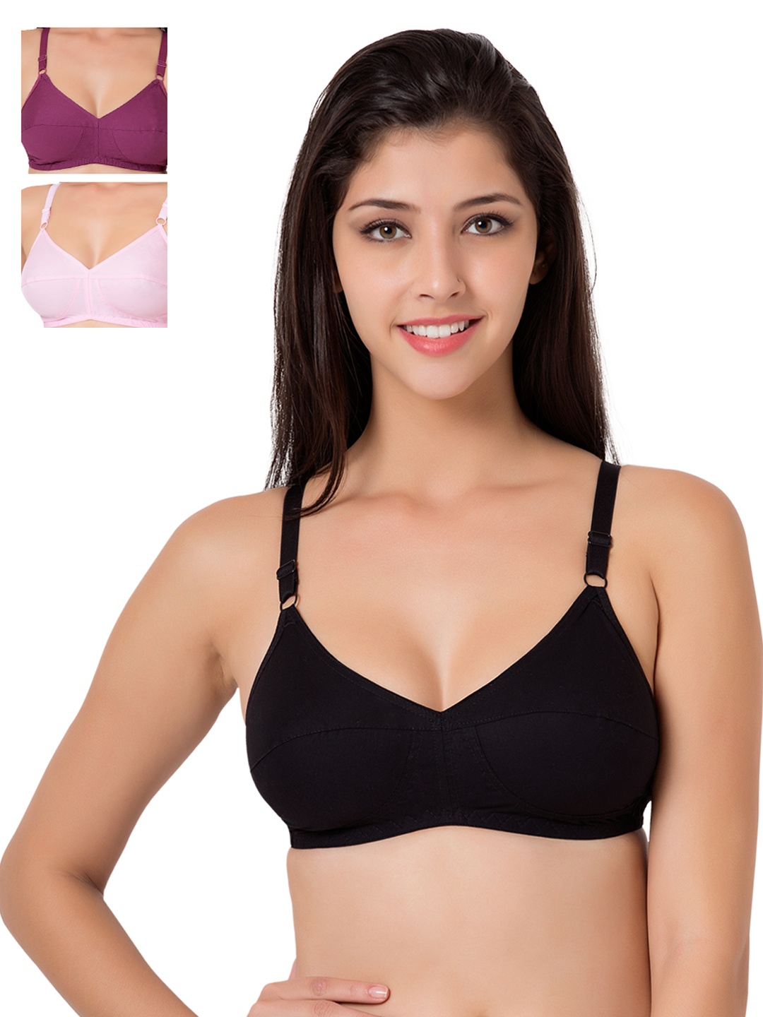 

Souminie Pack of 3 Full-Coverage Bras SLY933, Black
