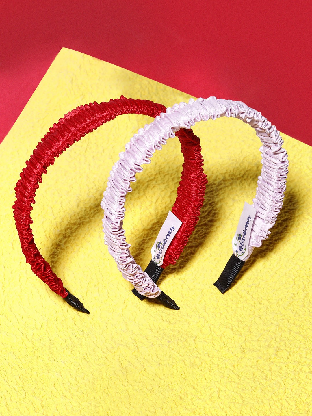 

Blueberry KIDS Set of 2 Solid Ruched Hair Bands, Red