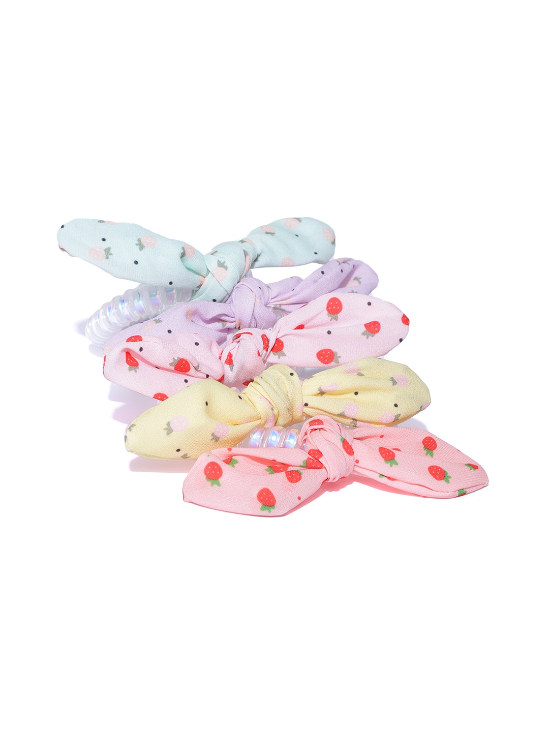 

Blueberry KIDS Girls Multicoloured Set of 5 Spiral Ponytail Holders, Multi