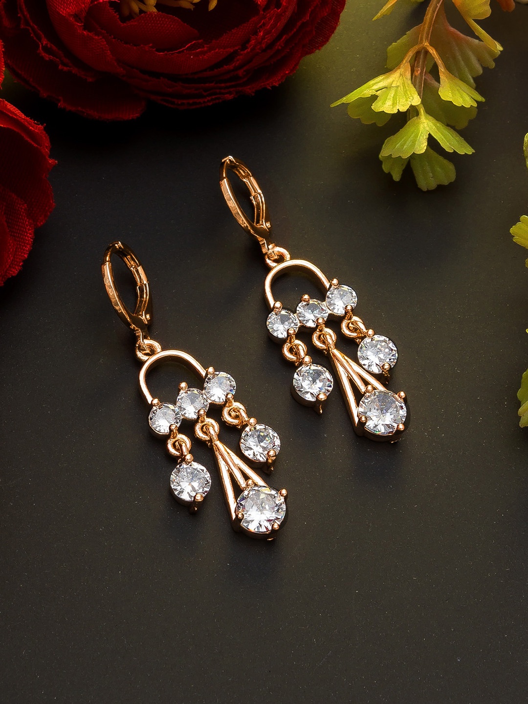 

aadita Rose Gold & White Contemporary Drop Earrings